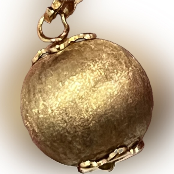 Veronese 925 & Gold Ball Drop Earrings: Brushed Vermeil Dangle Earrings - Picture 13 of 14